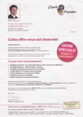 Lettre d'introduction de cigale voyage